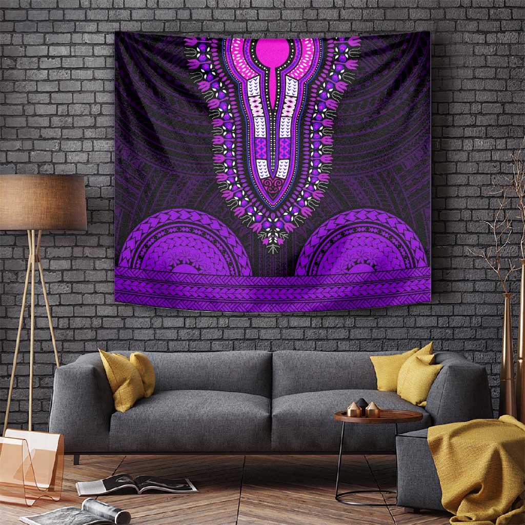 African Dashiki and Polynesian Pattern Tapestry Purple LT9