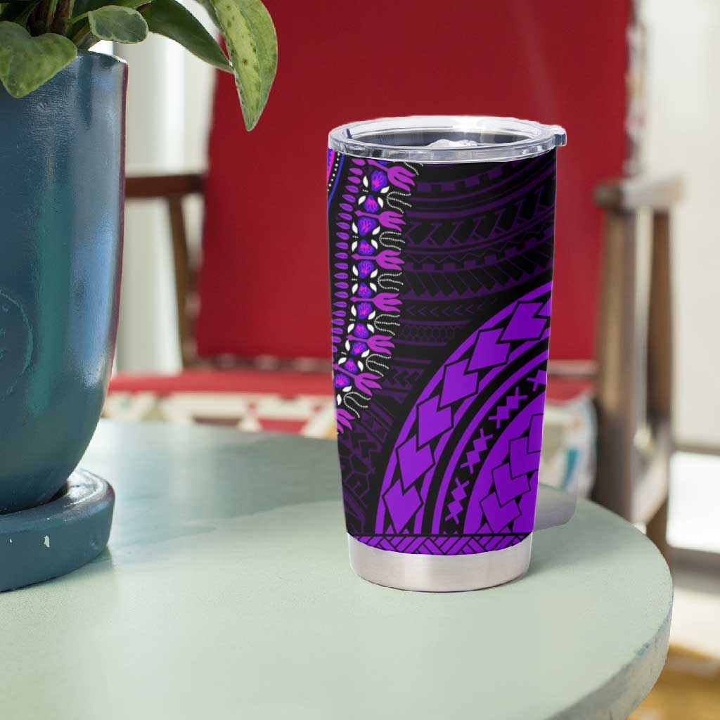 African Dashiki and Polynesian Pattern Tumbler Cup Purple LT9
