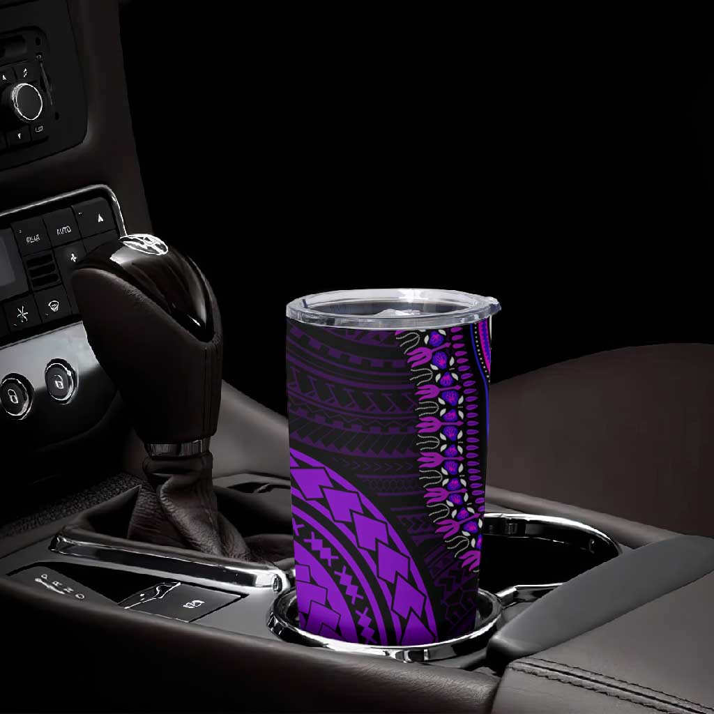 African Dashiki and Polynesian Pattern Tumbler Cup Purple LT9
