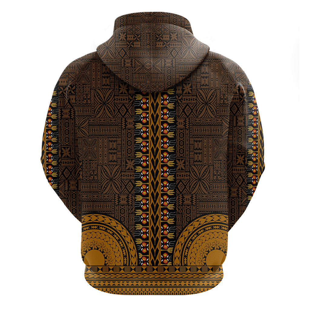 African Dashiki Hoodie With Tapa Pattern - Gold LT9
