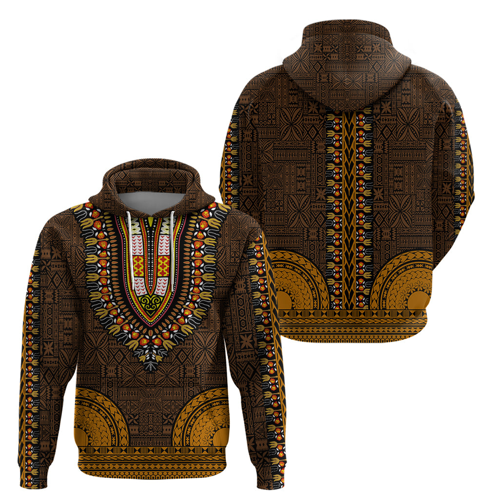 African Dashiki Hoodie With Tapa Pattern - Gold LT9
