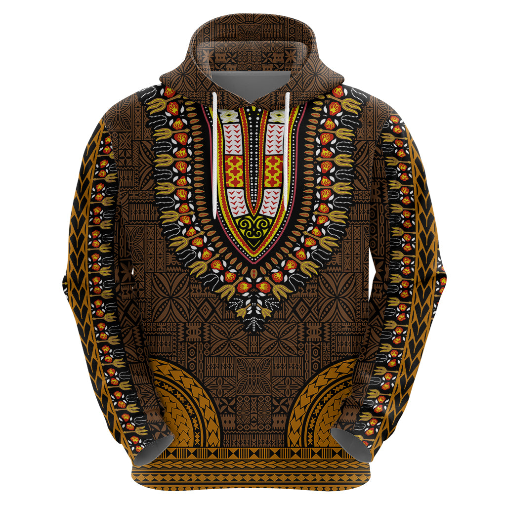 African Dashiki Hoodie With Tapa Pattern - Gold LT9