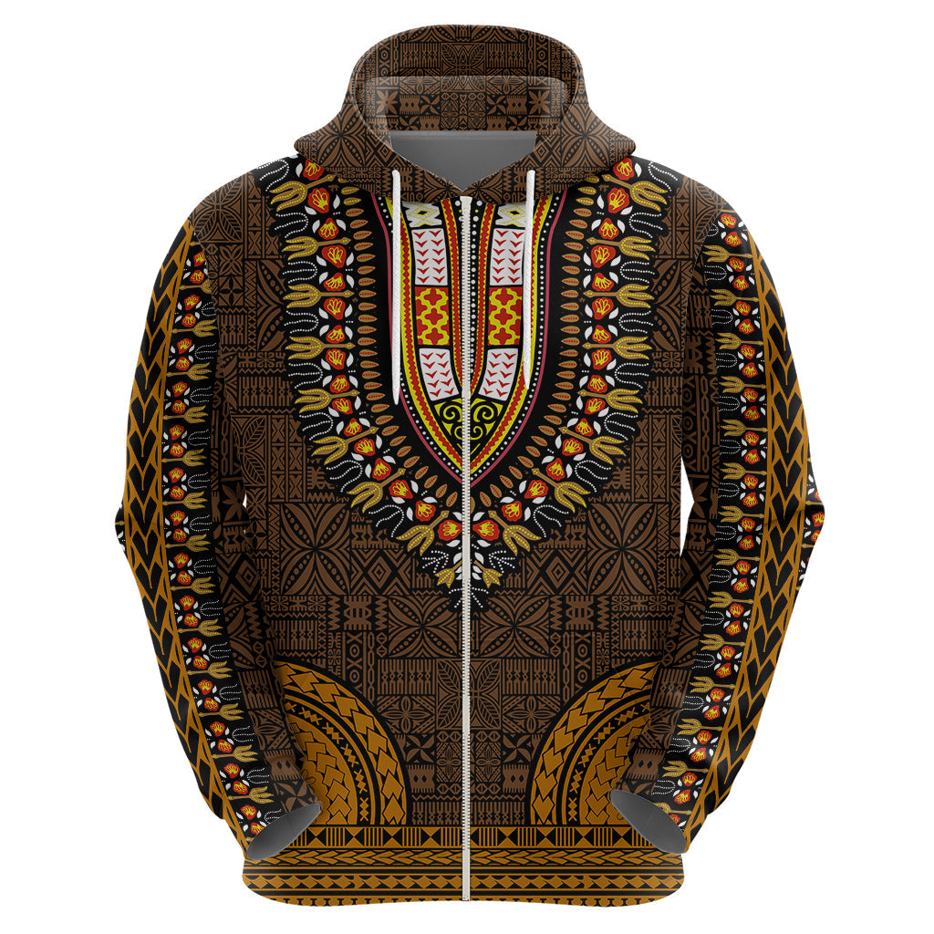African Dashiki Hoodie With Tapa Pattern - Gold LT9