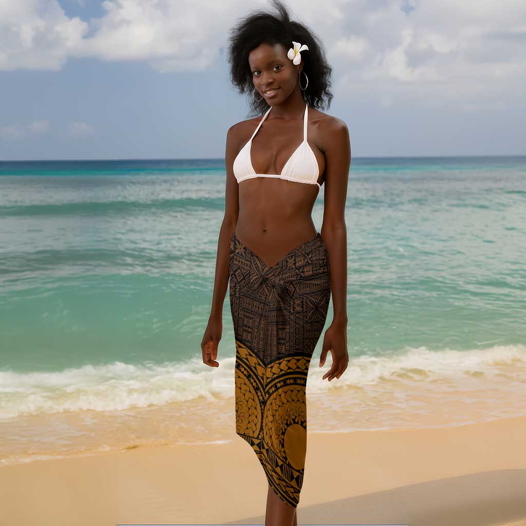 Gold Dashiki and Tapa Pattern Sarong Africa-Polynesia Together Culture LT9