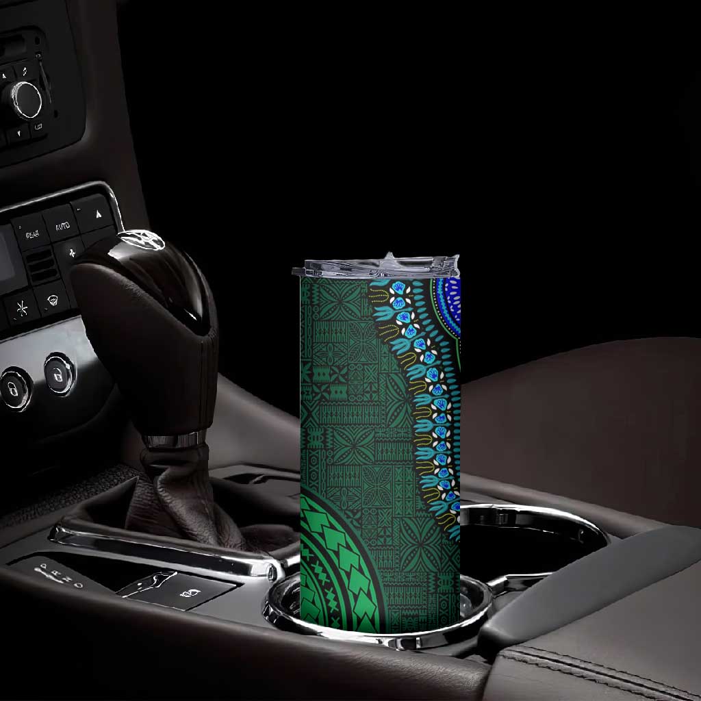 Green-red Dashiki and Tapa Pattern Skinny Tumbler Africa-Polynesia Together Culture LT9