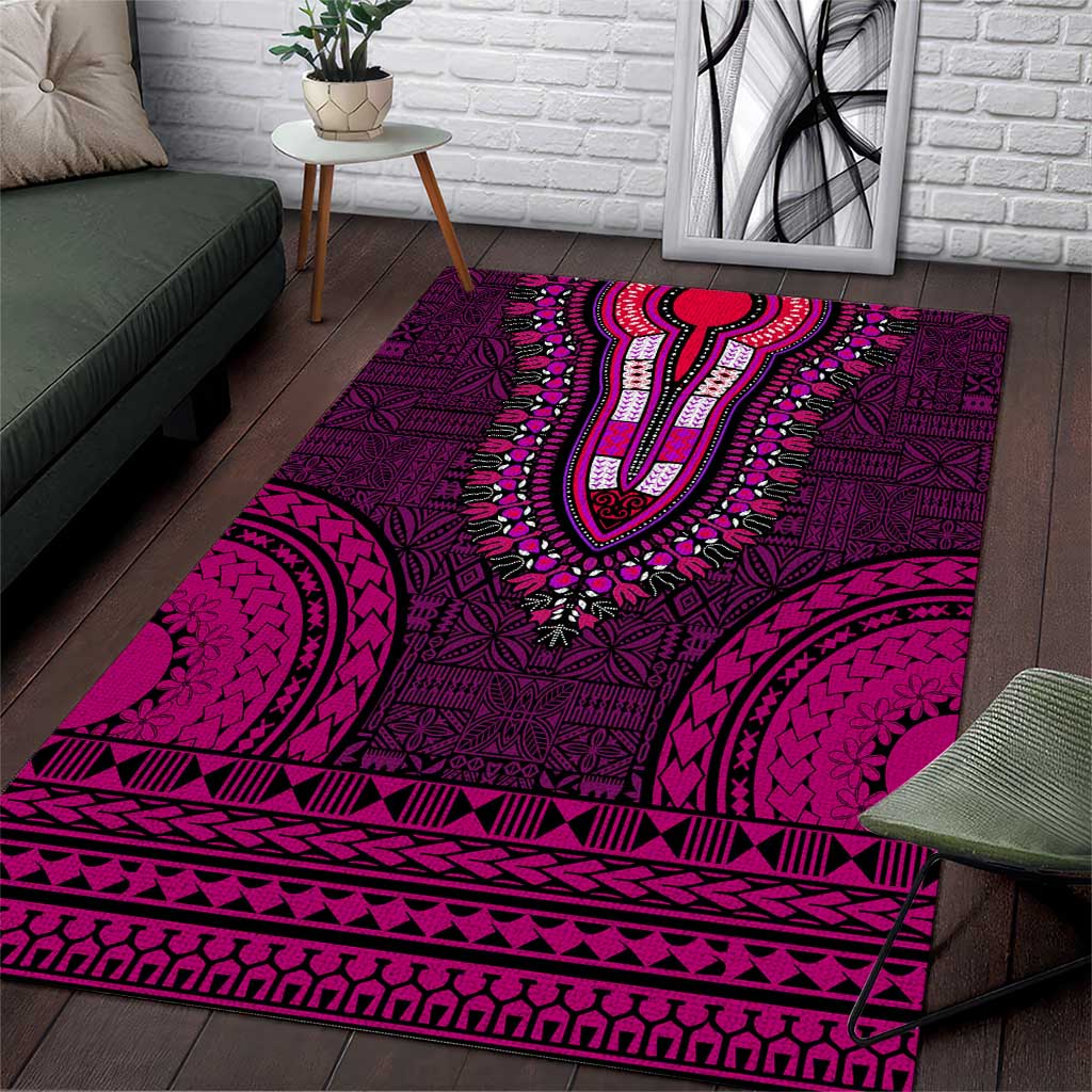 Pink Dashiki and Tapa Pattern Area Rug Africa-Polynesia Together Culture LT9