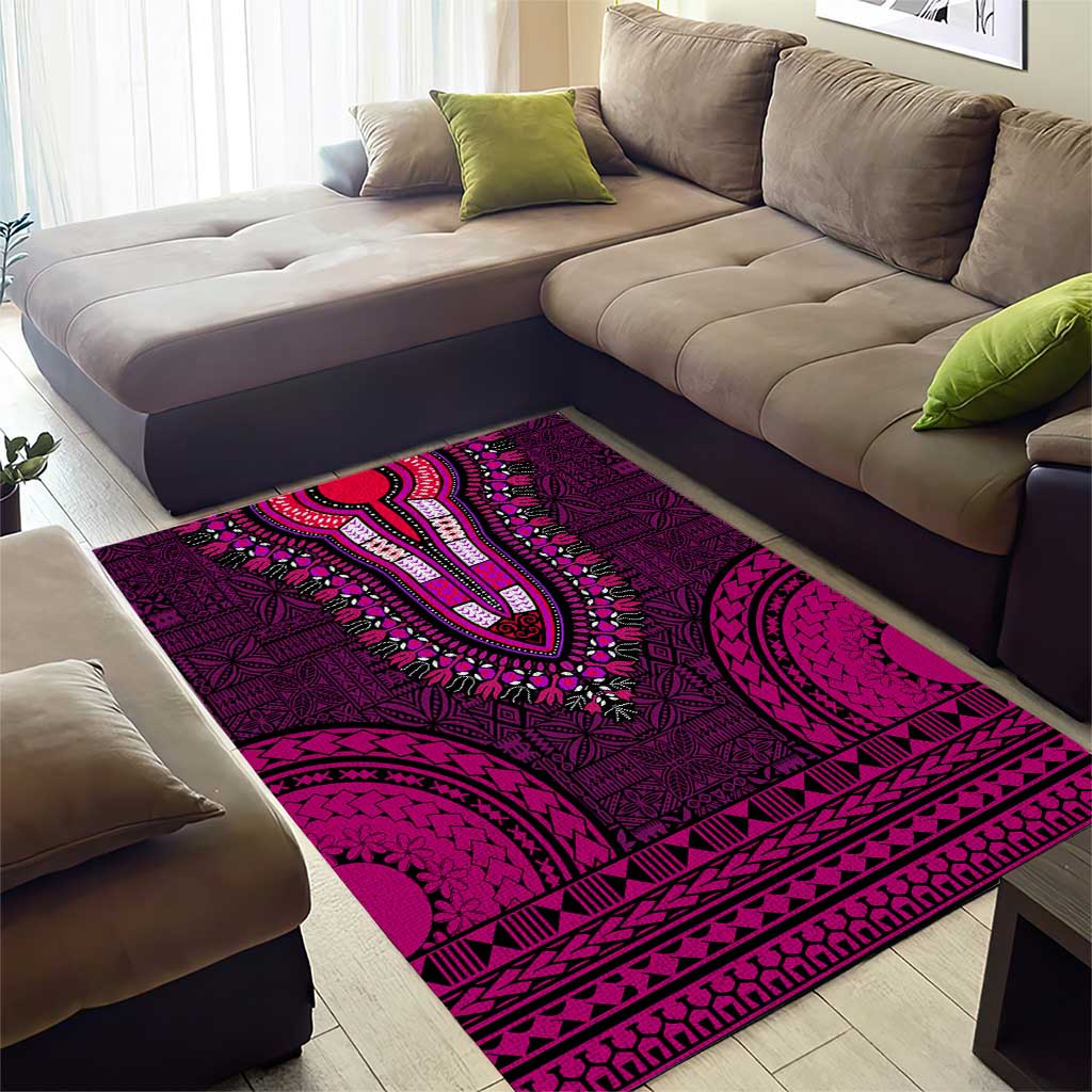 Pink Dashiki and Tapa Pattern Area Rug Africa-Polynesia Together Culture LT9
