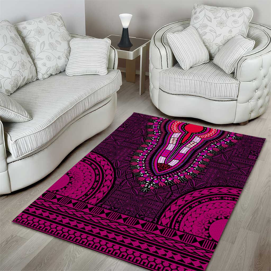 Pink Dashiki and Tapa Pattern Area Rug Africa-Polynesia Together Culture LT9