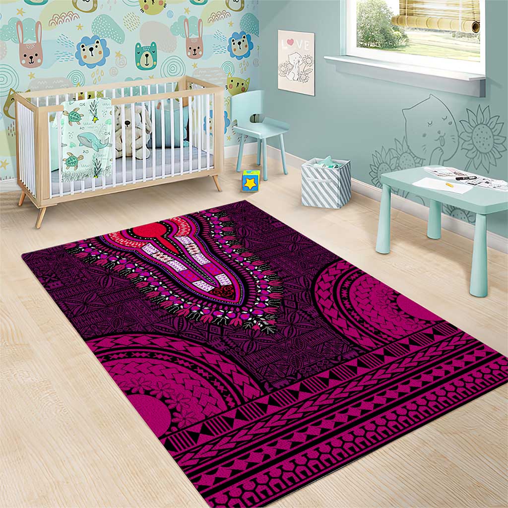 Pink Dashiki and Tapa Pattern Area Rug Africa-Polynesia Together Culture LT9