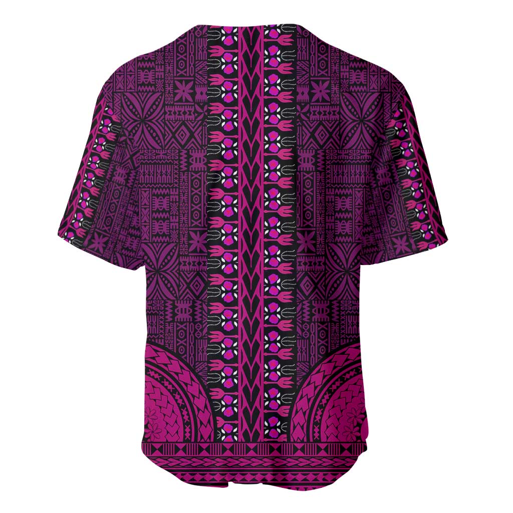 Pink Dashiki and Tapa Pattern Baseball Jersey Africa-Polynesia Together Culture LT9