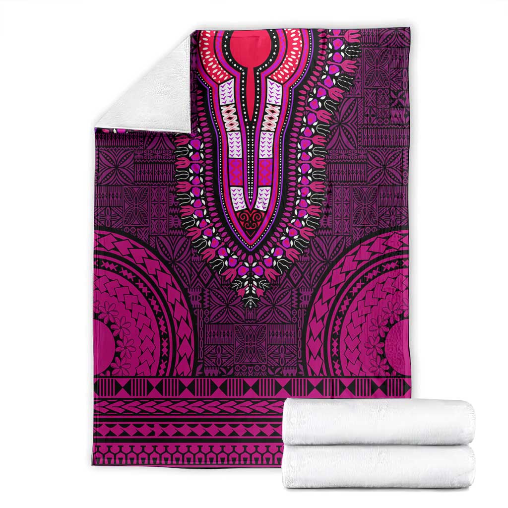 Pink Dashiki and Tapa Pattern Blanket Africa-Polynesia Together Culture LT9