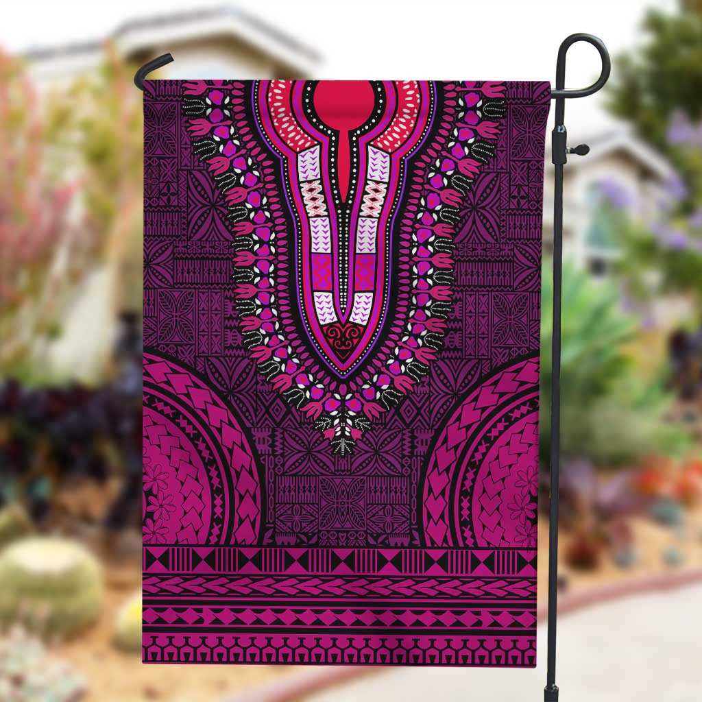 Pink Dashiki and Tapa Pattern Garden Flag Africa-Polynesia Together Culture LT9