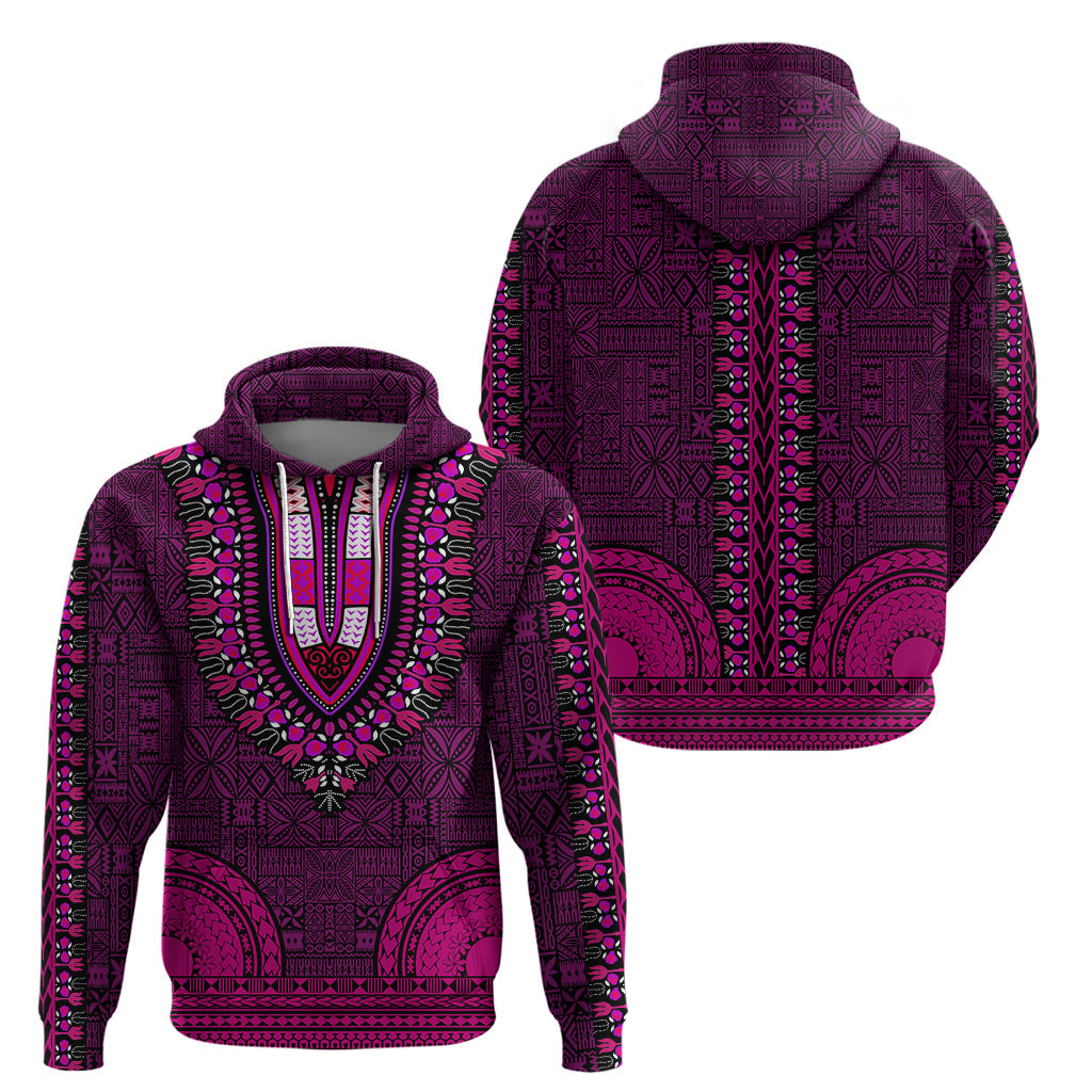 African Dashiki Hoodie With Tapa Pattern - Pink LT9