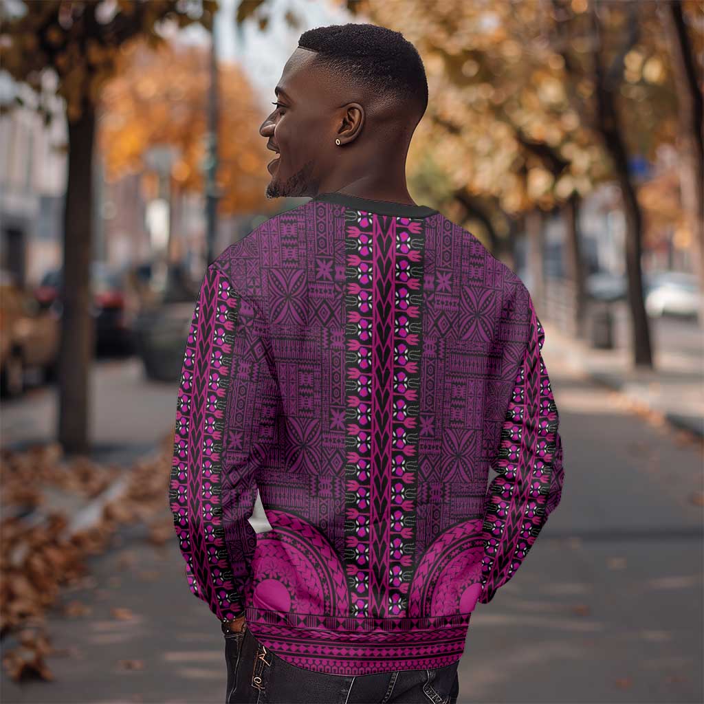 Pink Dashiki and Tapa Pattern Sweatshirt Africa-Polynesia Together Culture LT9