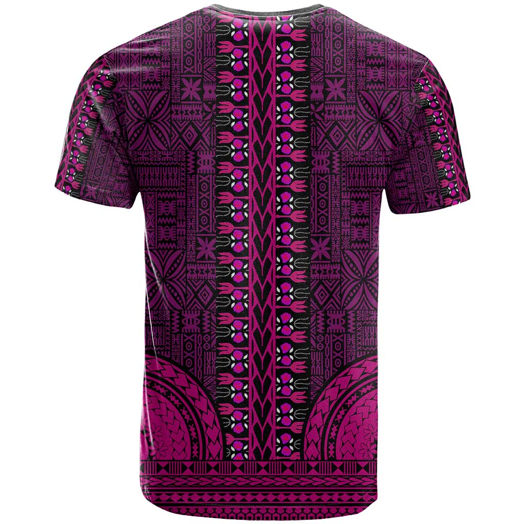 Pink Dashiki and Tapa Pattern T shirt Africa-Polynesia Together Culture LT9