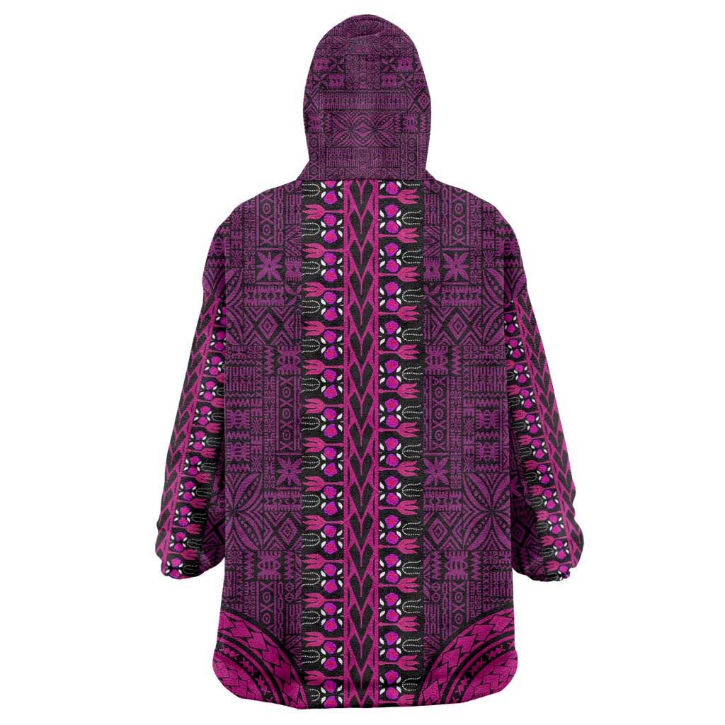 Pink Dashiki and Tapa Pattern Wearable Blanket Hoodie Africa-Polynesia Together Culture LT9