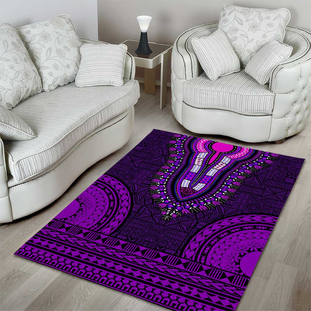 Purple Dashiki and Tapa Pattern Area Rug Africa-Polynesia Together Culture LT9