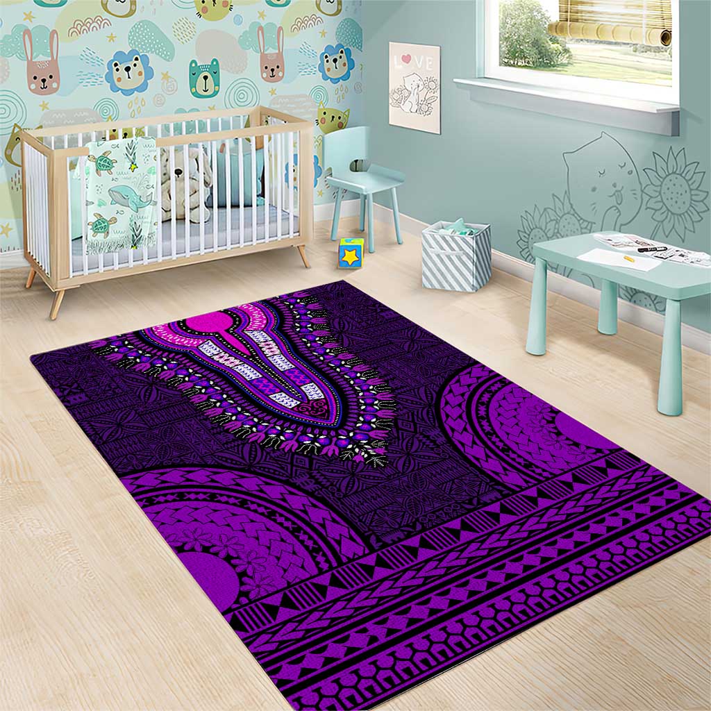Purple Dashiki and Tapa Pattern Area Rug Africa-Polynesia Together Culture LT9