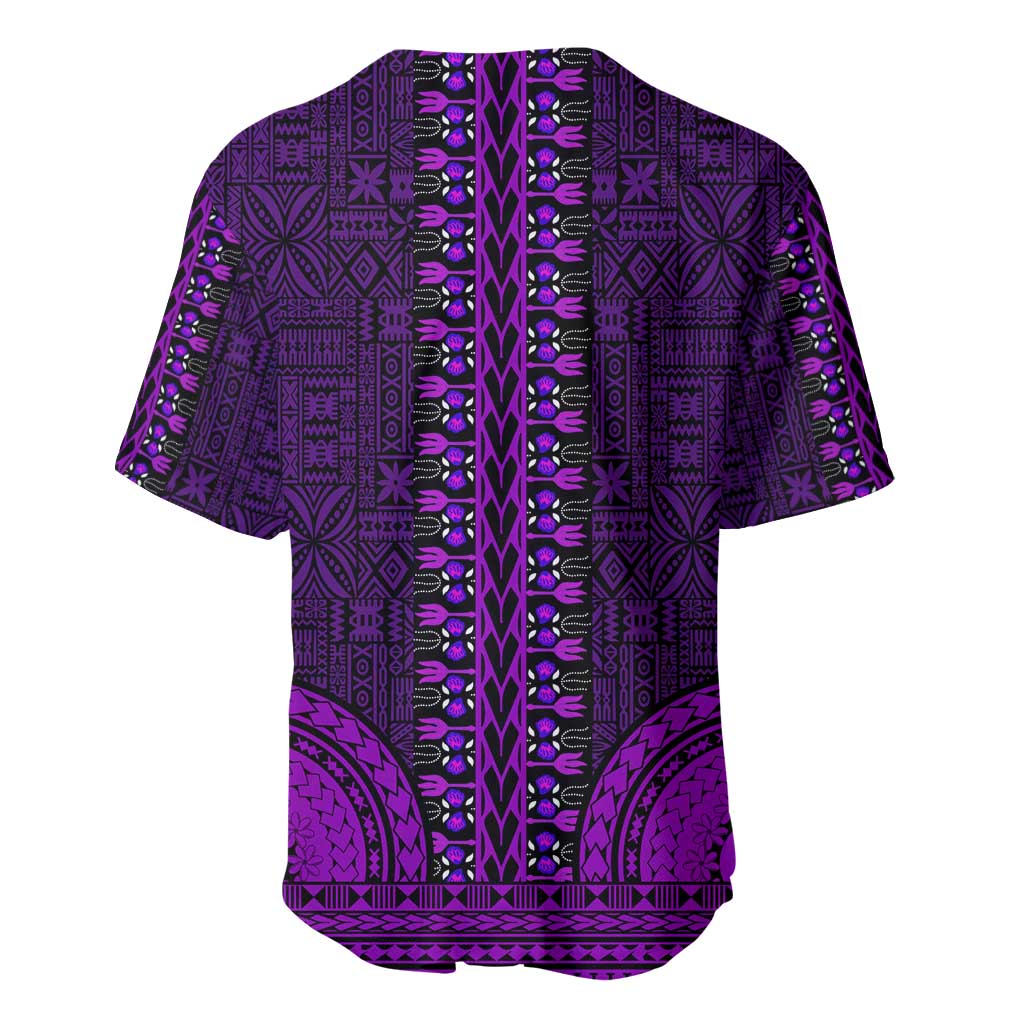 Purple Dashiki and Tapa Pattern Baseball Jersey Africa-Polynesia Together Culture LT9