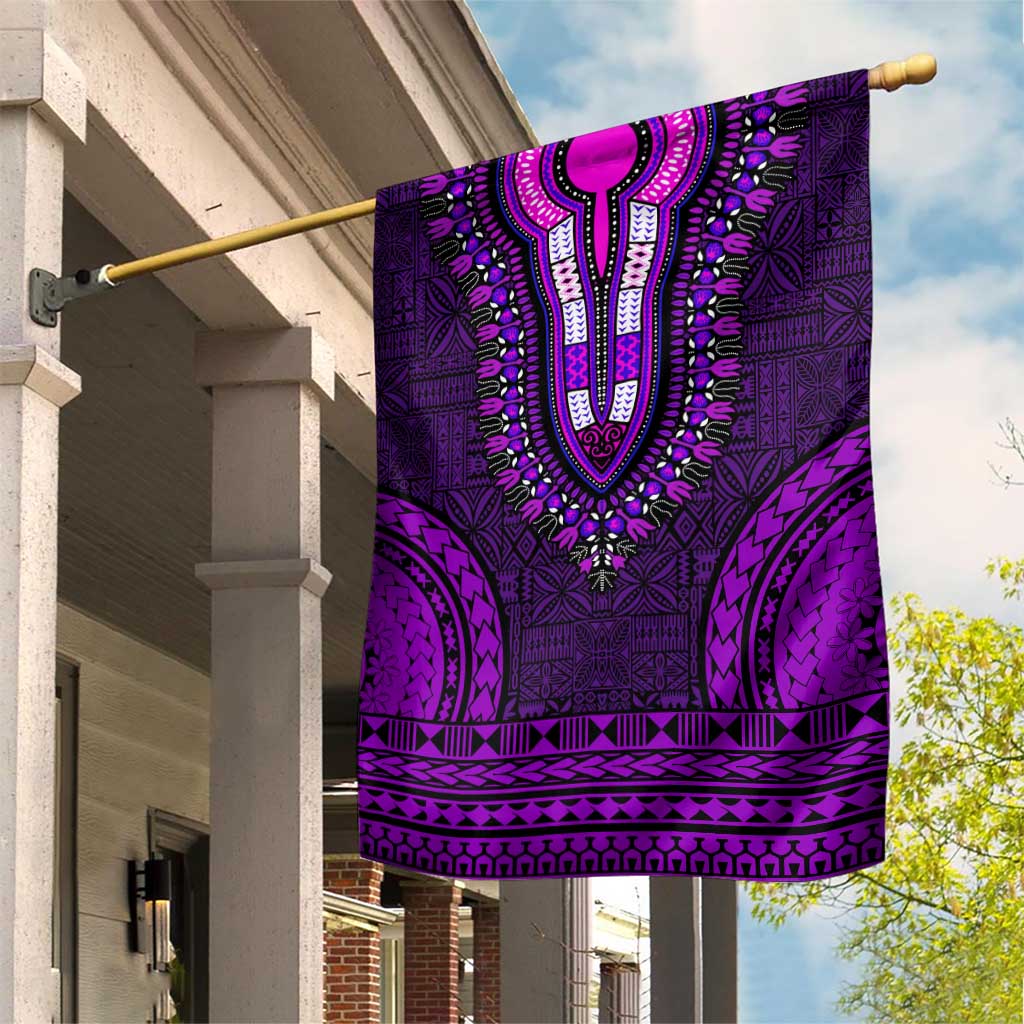 Purple Dashiki and Tapa Pattern Garden Flag Africa-Polynesia Together Culture LT9