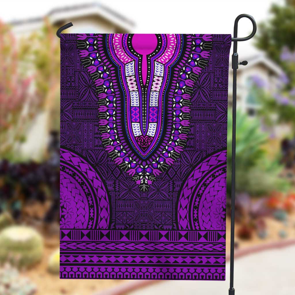 Purple Dashiki and Tapa Pattern Garden Flag Africa-Polynesia Together Culture LT9