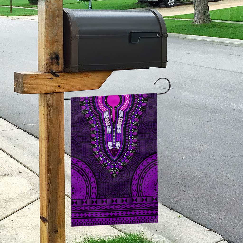 Purple Dashiki and Tapa Pattern Garden Flag Africa-Polynesia Together Culture LT9