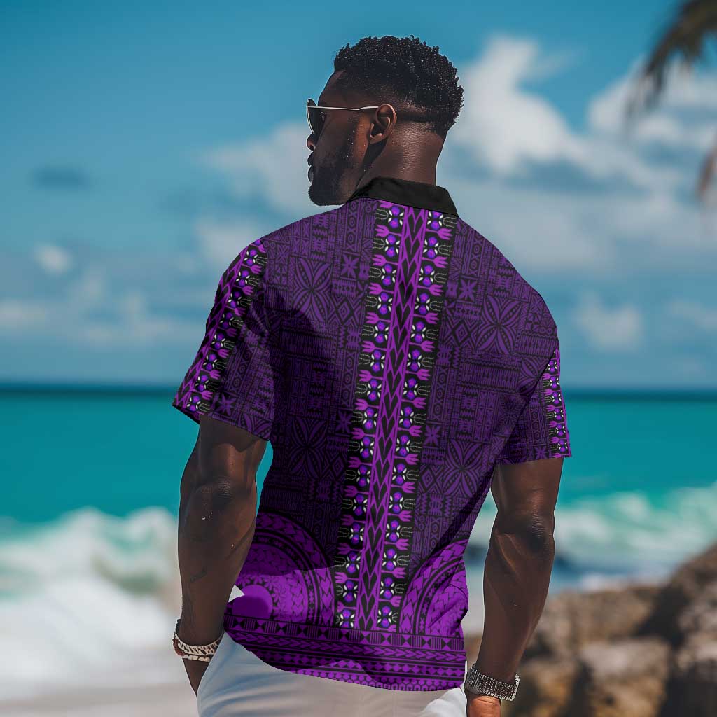 Purple Dashiki and Tapa Pattern Hawaiian Shirt Africa-Polynesia Together Culture LT9