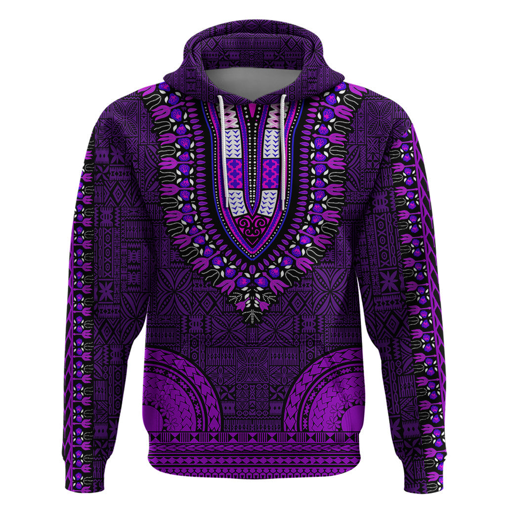African Dashiki Hoodie With Tapa Pattern - Purple LT9