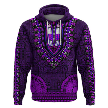 African Dashiki Hoodie With Tapa Pattern - Purple LT9