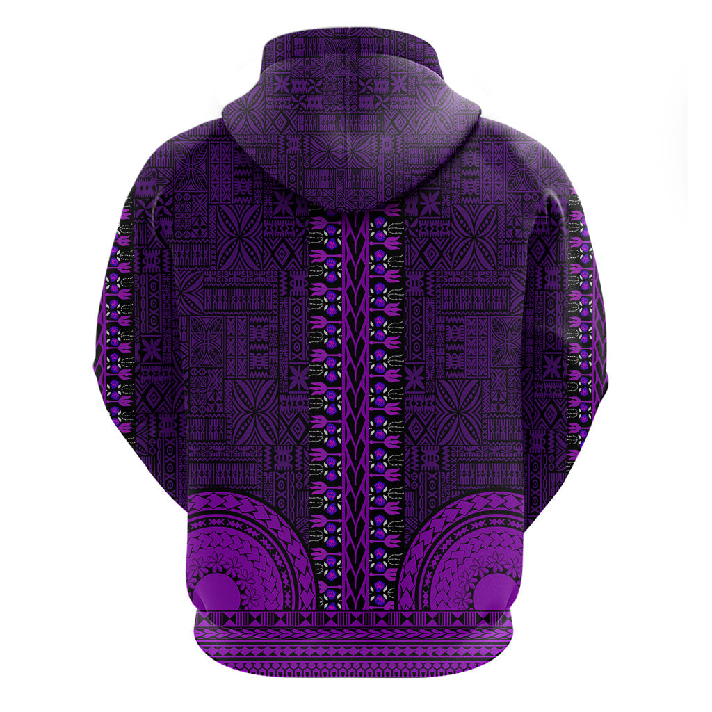 African Dashiki Hoodie With Tapa Pattern - Purple LT9