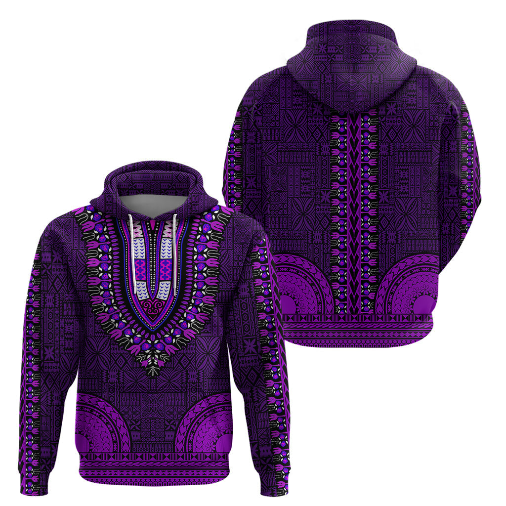 African Dashiki Hoodie With Tapa Pattern - Purple LT9