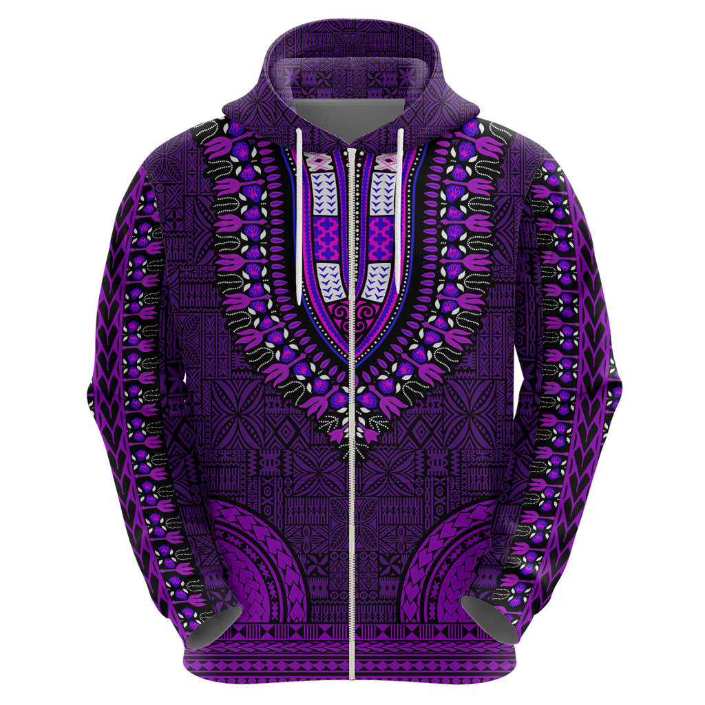African Dashiki Hoodie With Tapa Pattern - Purple LT9