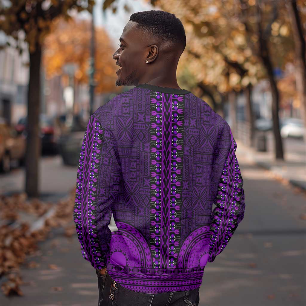 Purple Dashiki and Tapa Pattern Sweatshirt Africa-Polynesia Together Culture LT9