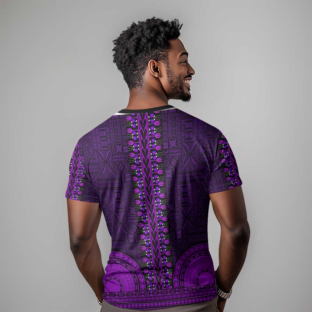 Purple Dashiki and Tapa Pattern T shirt Africa-Polynesia Together Culture LT9