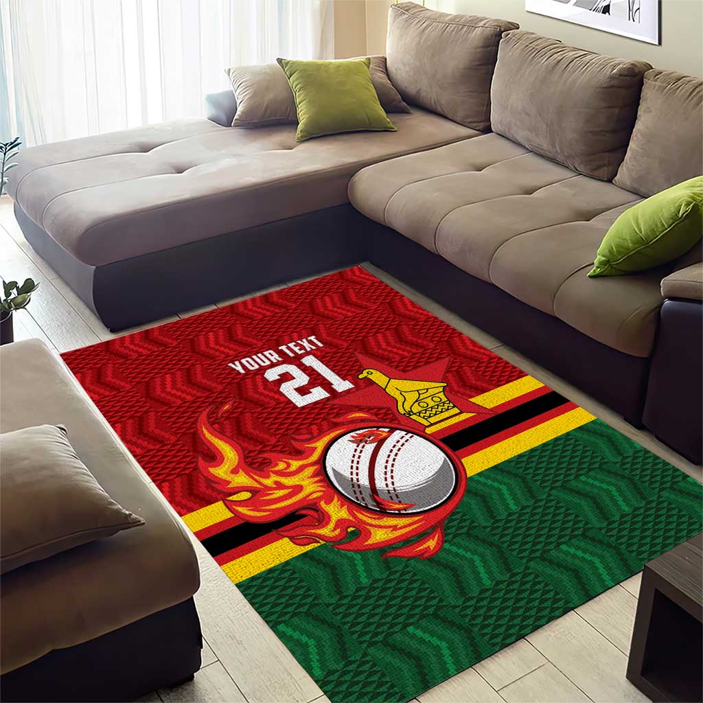 Custom Africa Cricket Zimbabwe Area Rug The Chevrons Cricket Ball Fire LT9