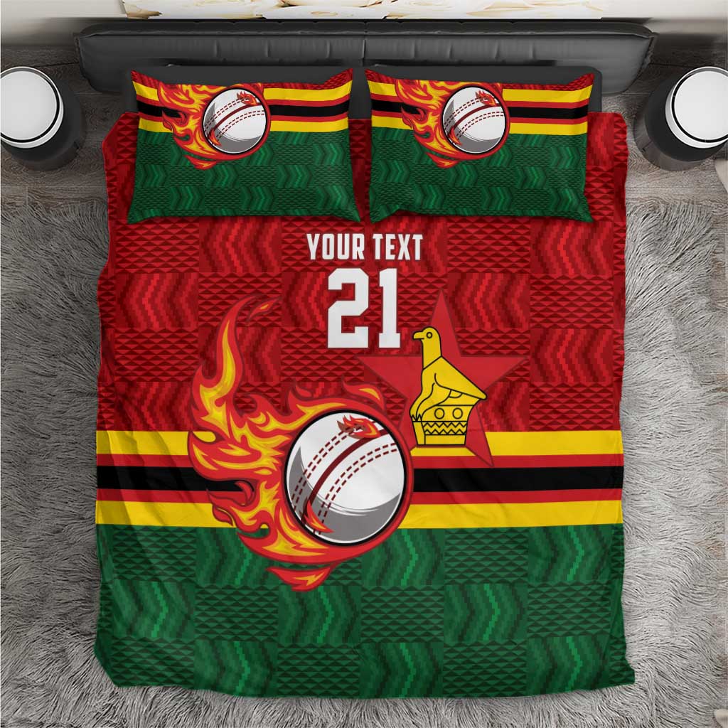 Custom Africa Cricket Zimbabwe Bedding Set The Chevrons Cricket Ball Fire LT9