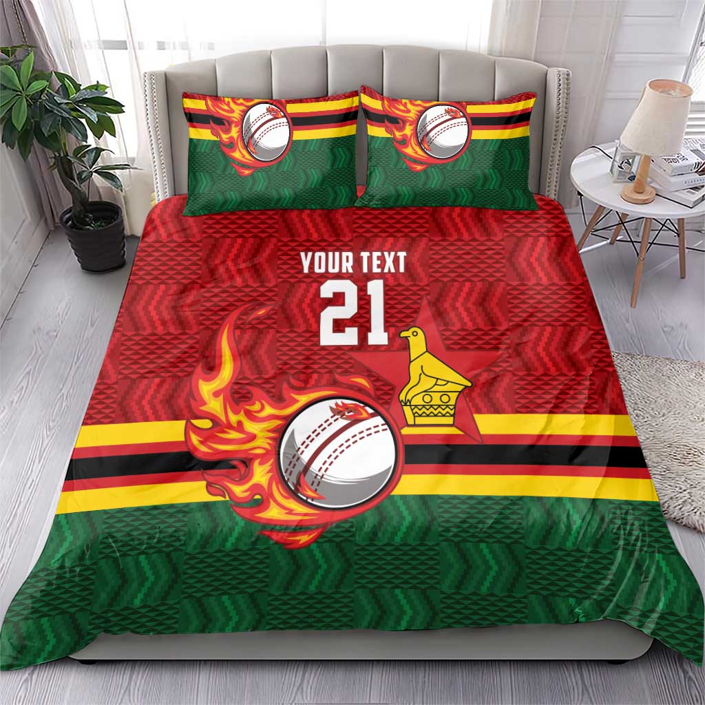Custom Africa Cricket Zimbabwe Bedding Set The Chevrons Cricket Ball Fire LT9