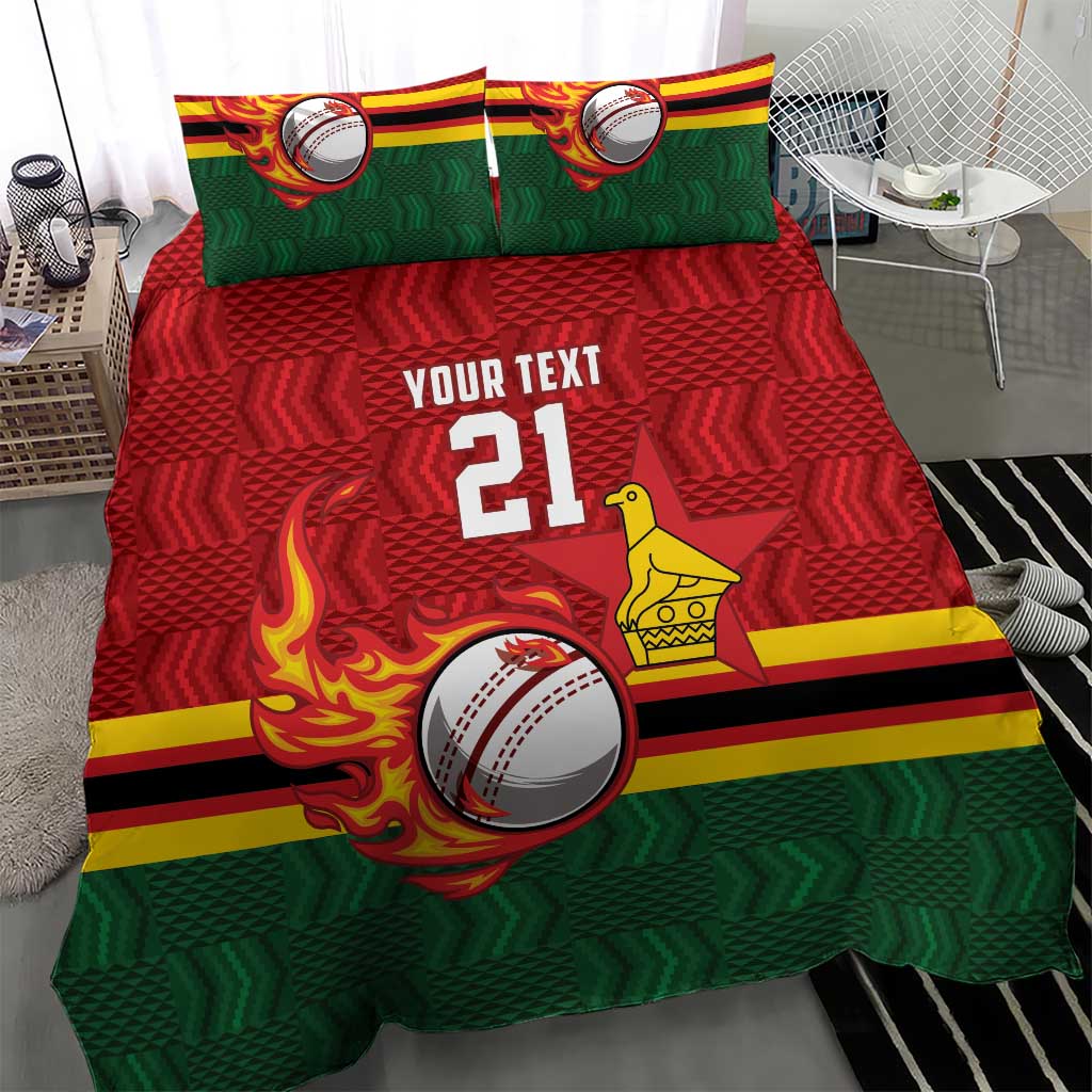 Custom Africa Cricket Zimbabwe Bedding Set The Chevrons Cricket Ball Fire LT9