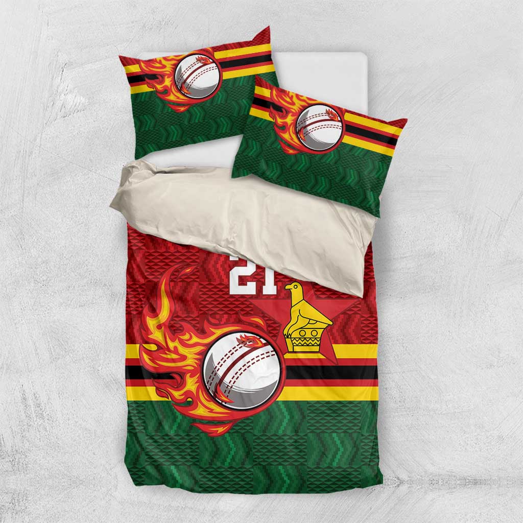 Custom Africa Cricket Zimbabwe Bedding Set The Chevrons Cricket Ball Fire LT9