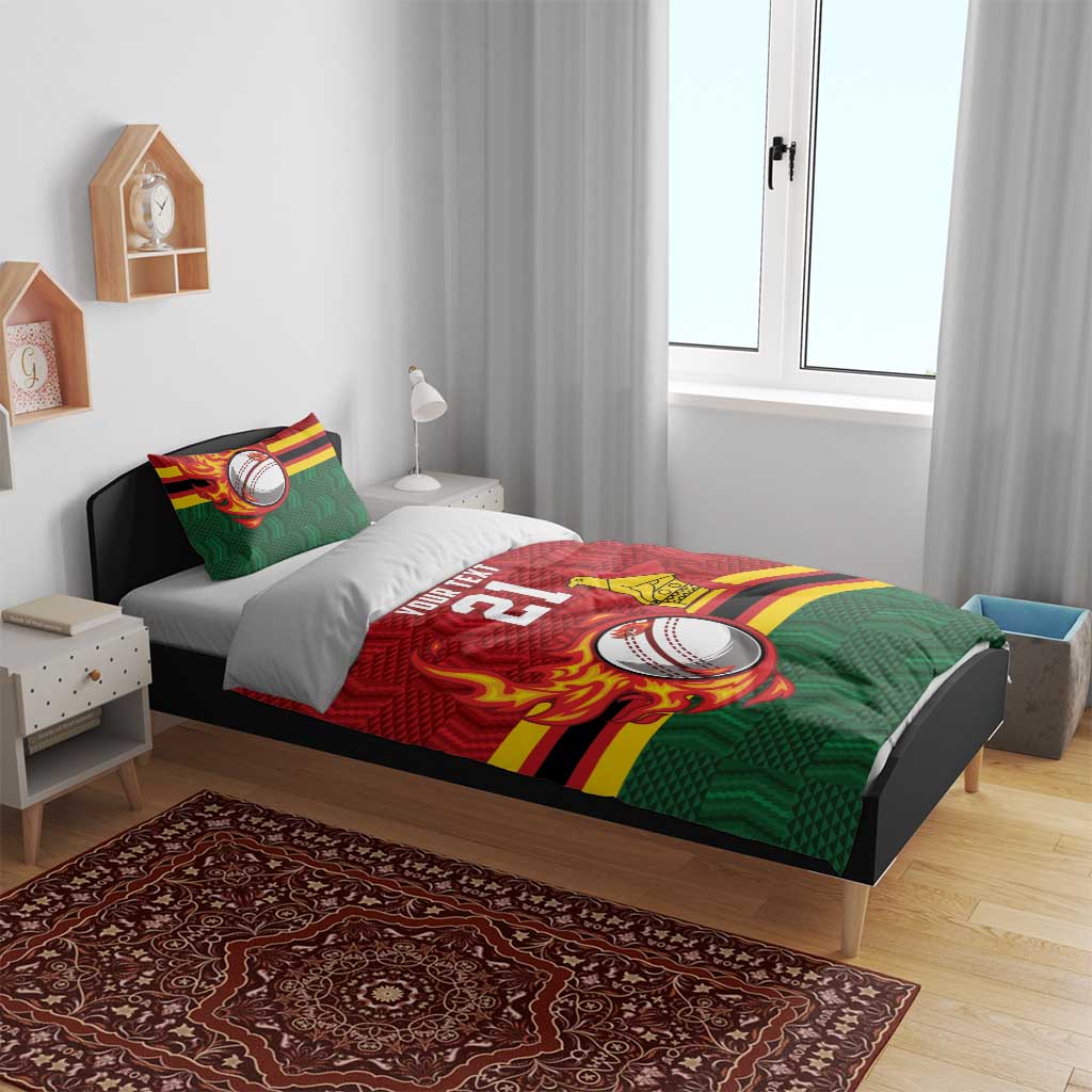 Custom Africa Cricket Zimbabwe Bedding Set The Chevrons Cricket Ball Fire LT9