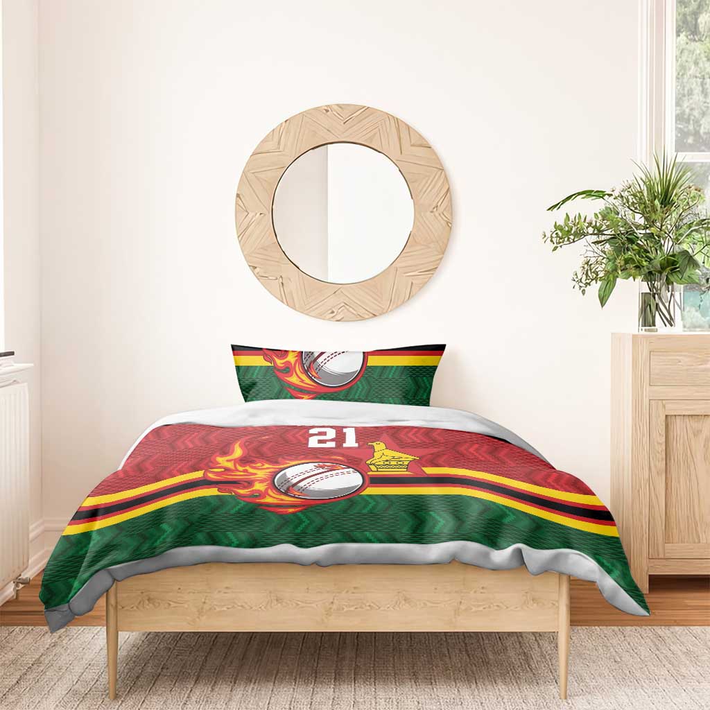 Custom Africa Cricket Zimbabwe Bedding Set The Chevrons Cricket Ball Fire LT9