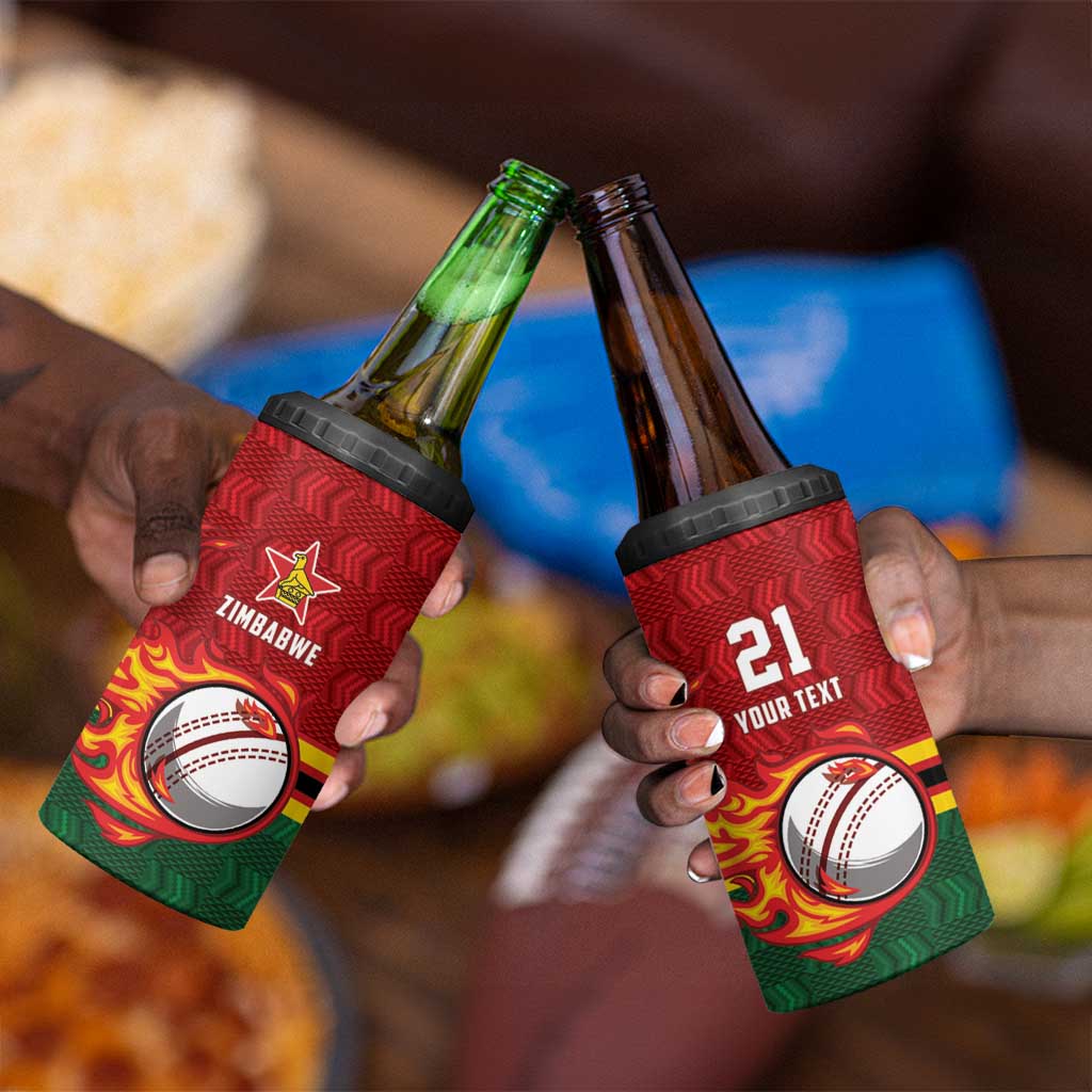 Custom Africa Cricket Zimbabwe 4 in 1 Can Cooler Tumbler The Chevrons Cricket Ball Fire LT9