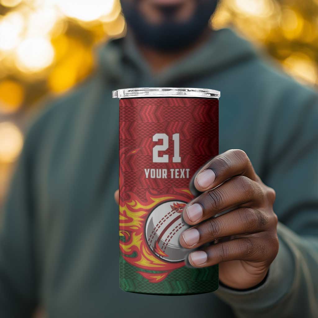 Custom Africa Cricket Zimbabwe 4 in 1 Can Cooler Tumbler The Chevrons Cricket Ball Fire LT9