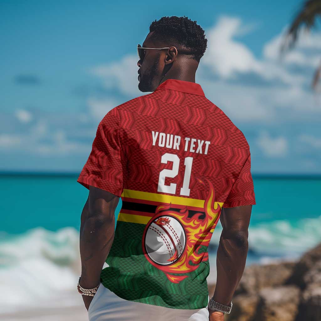 Custom Africa Cricket Zimbabwe Hawaiian Shirt The Chevrons Cricket Ball Fire LT9