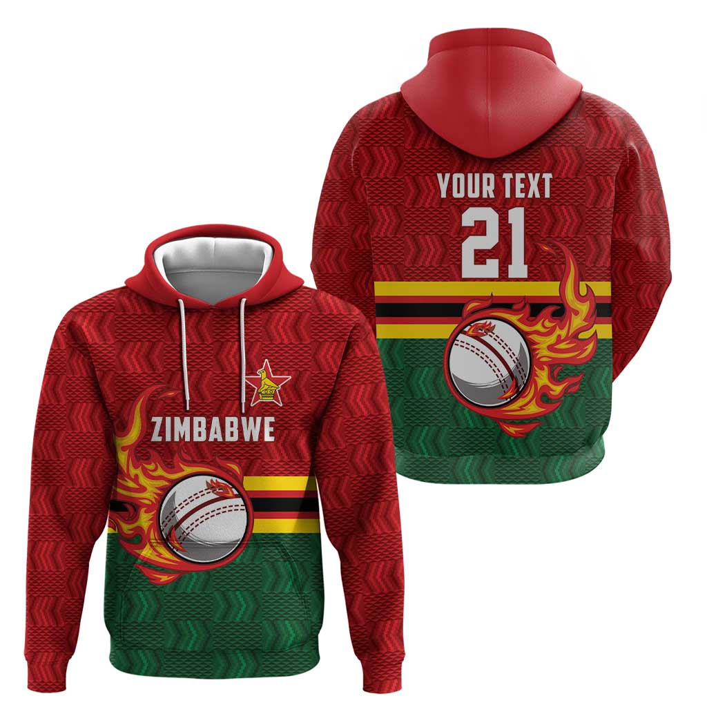 Zimbabwe Cricket Custom Hoodie The Chevrons Cricket Ball Fire LT9