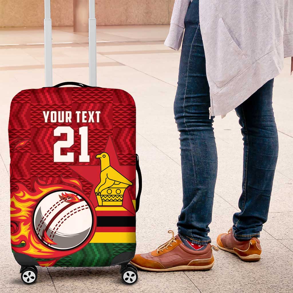 Zimbabwe Cricket Custom Luggage Cover The Chevrons Cricket Ball Fire LT9