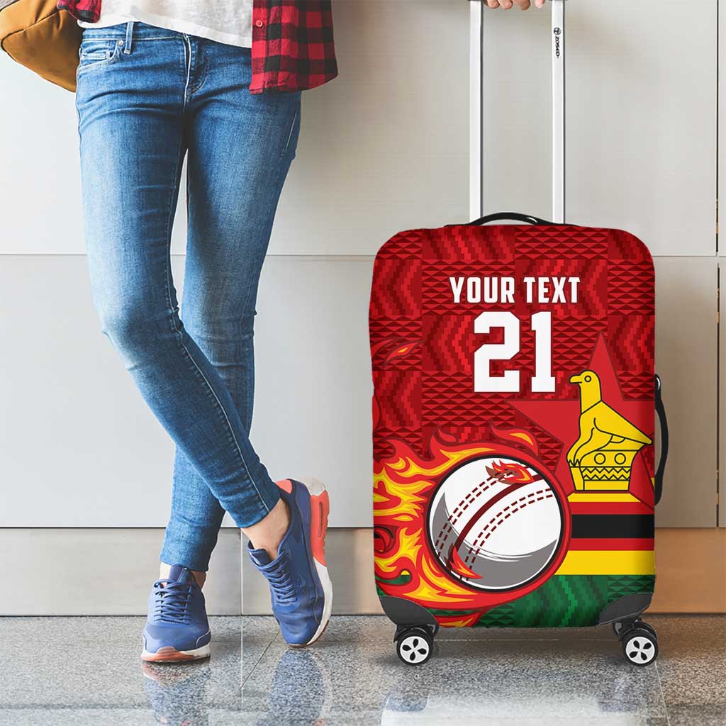 Zimbabwe Cricket Custom Luggage Cover The Chevrons Cricket Ball Fire LT9