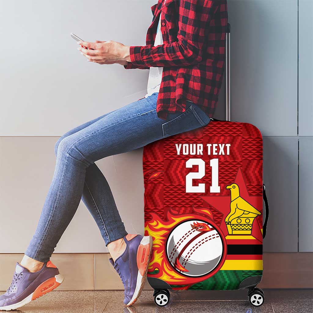 Zimbabwe Cricket Custom Luggage Cover The Chevrons Cricket Ball Fire LT9