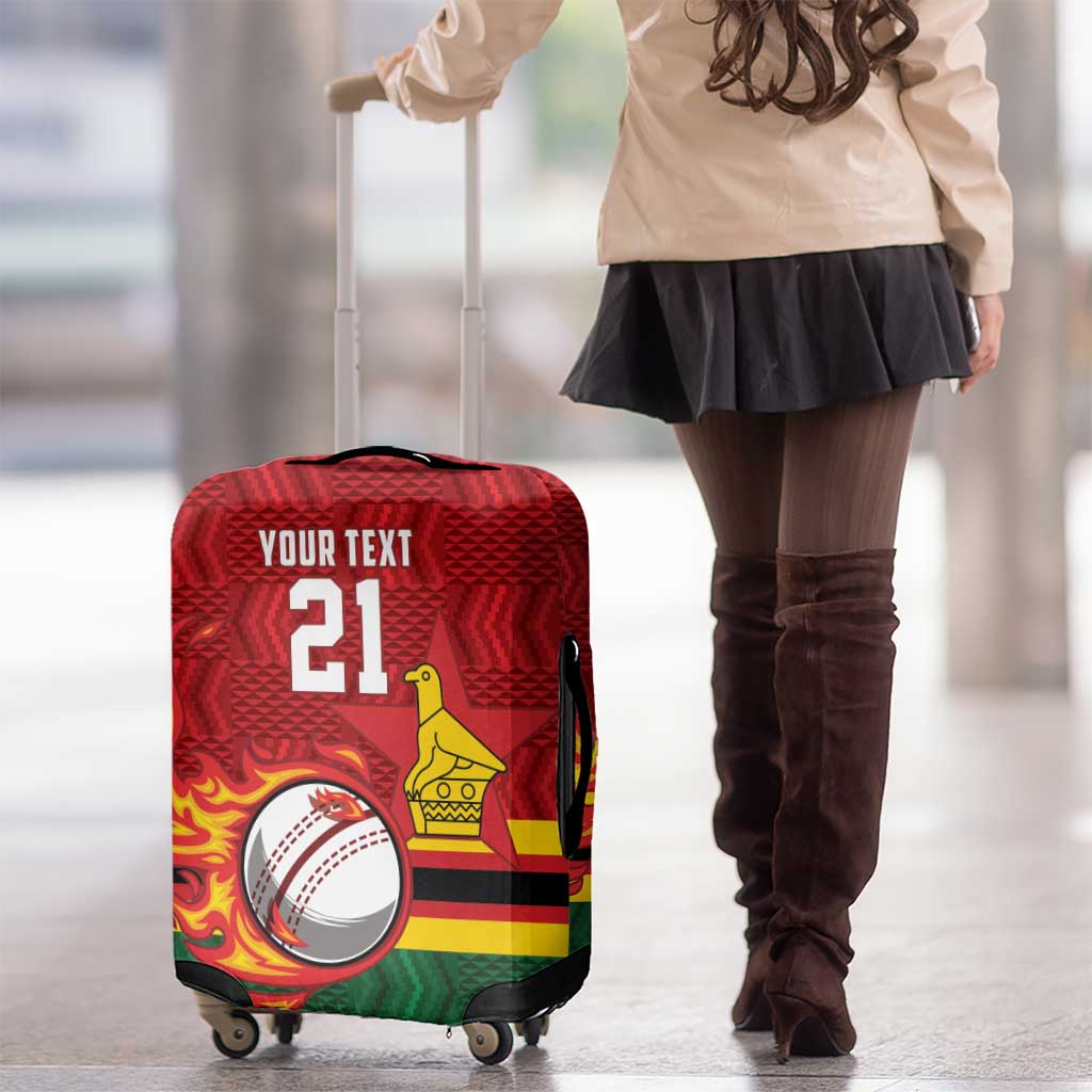 Zimbabwe Cricket Custom Luggage Cover The Chevrons Cricket Ball Fire LT9