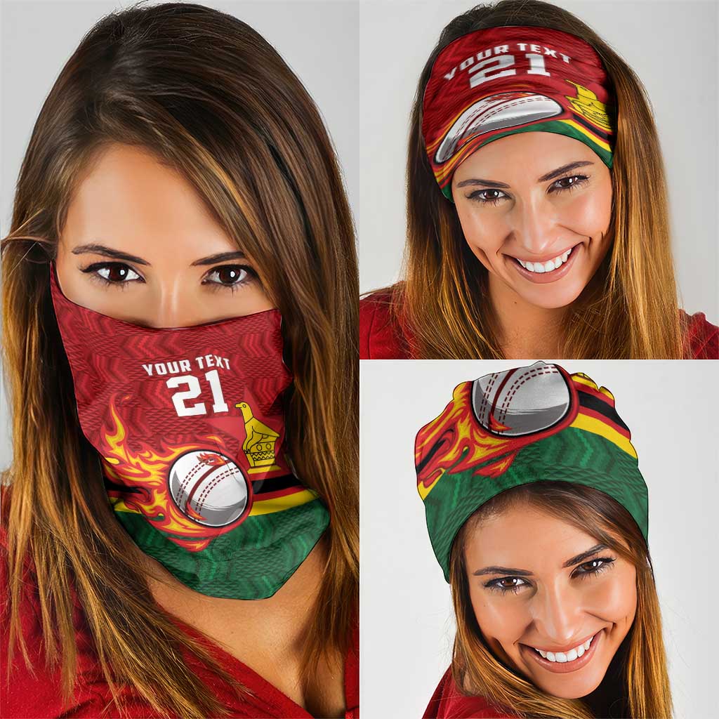 Zimbabwe Cricket Custom Neck Gaiter The Chevrons Cricket Ball Fire LT9